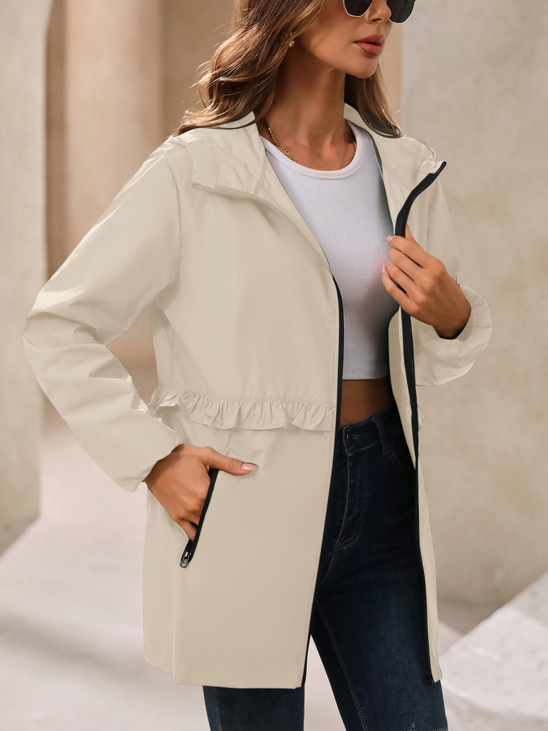 Ivy Lane Outdoor Waterproof Long Sleeve Hooded Windbreaker 