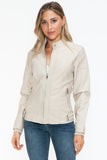 Snobbish Faux Leather Biker Jacket with Side Zip Pockets 