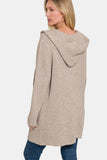 Zenana Hooded Open Front Sweater Cardigan 