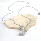 Copper Inlaid Zircon Letter Pendant Necklace 