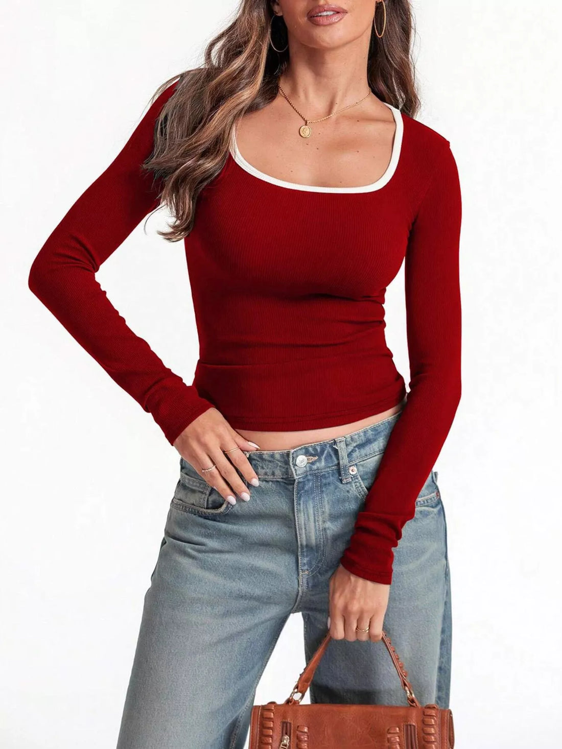 Scoop Neck Long Sleeve T-Shirt 