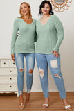 Basic Bae Full Size Ribbed V-Neck Long Sleeve T-Shirt 