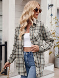 Mandy Pocketed Plaid Collared Neck Long Sleeve Shirt 