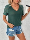 Ivy Lane Lace Detail V-Neck Short Sleeve T-Shirt 