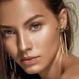 Stainless Steel Bow Bar Earrings 