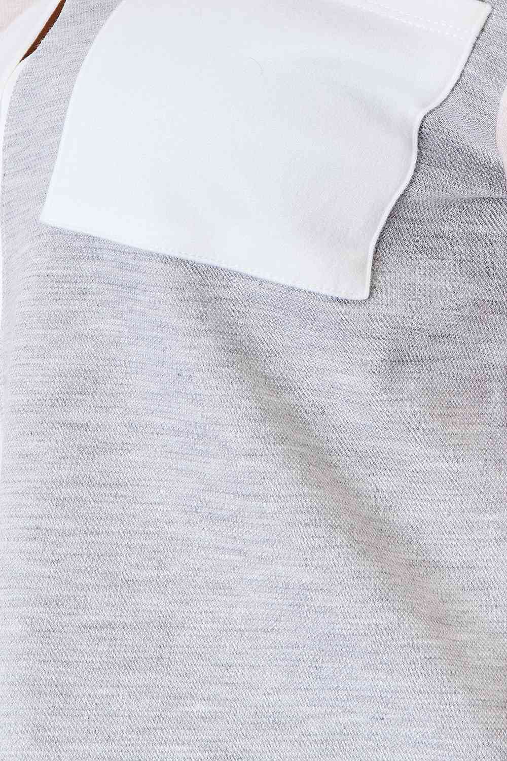 Double Take Color Block Curved Hem Shirt 