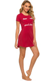 Graphic Round Neck Short Sleeve Lounge Dress 