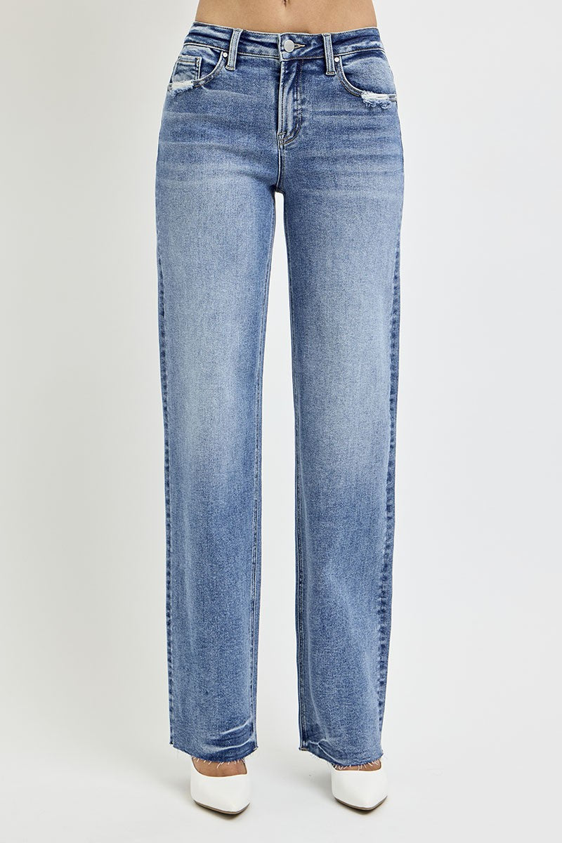 RISEN Full Size High Rise Straight Leg Jeans with Pockets 
