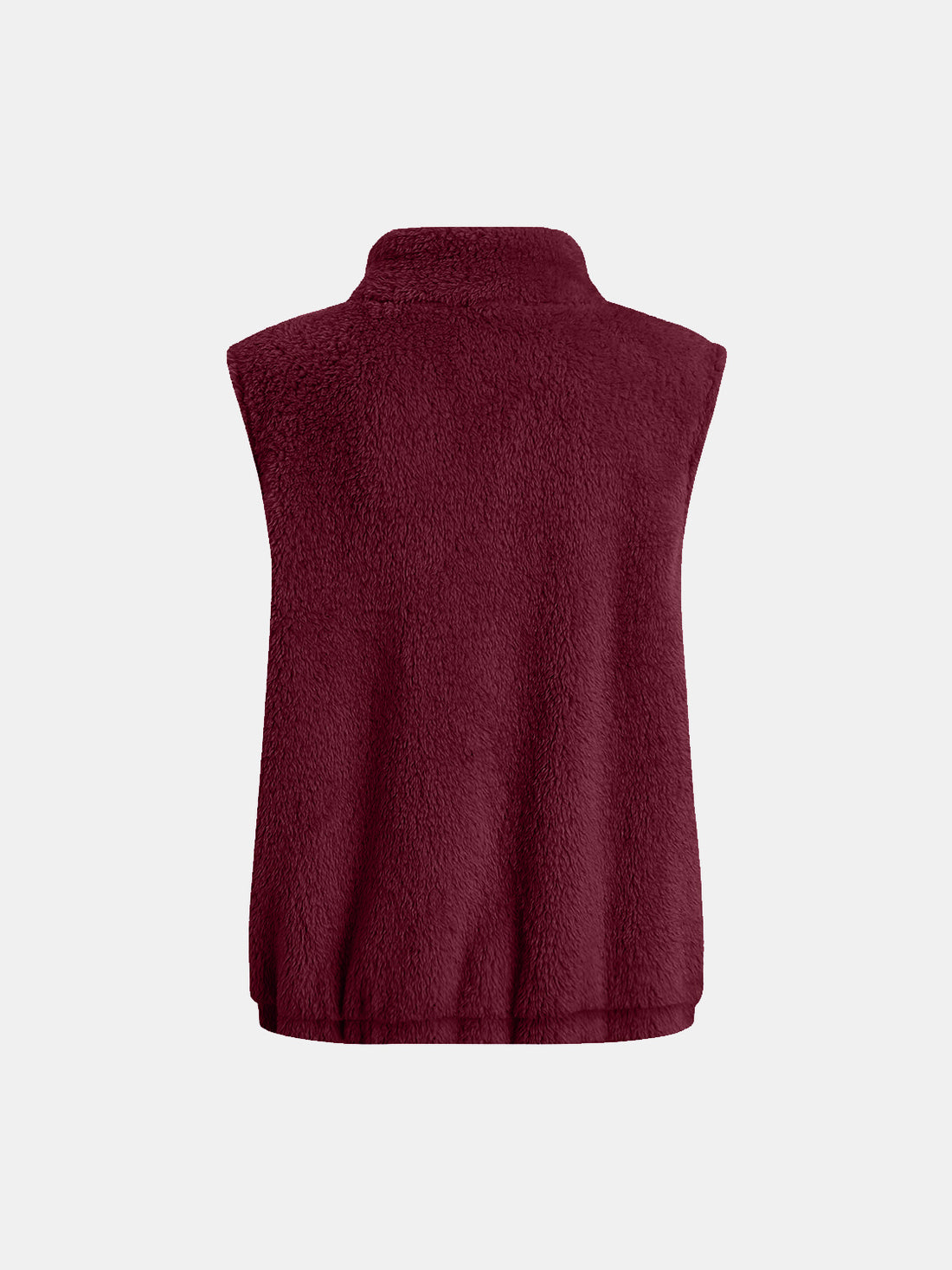 Full Size Fuzzy Zip Up Vest Coat with Pockets 