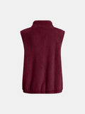 Full Size Fuzzy Zip Up Vest Coat with Pockets 