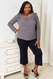 Double Take Square Neck Ruffle Shoulder Long Sleeve T-Shirt 