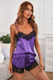 Lace Detail Spaghetti Strap Top and Shorts Lounge Set Lingerie & Nightwear