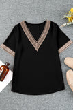 Plus Size V-Neck Short Sleeve Blouse 