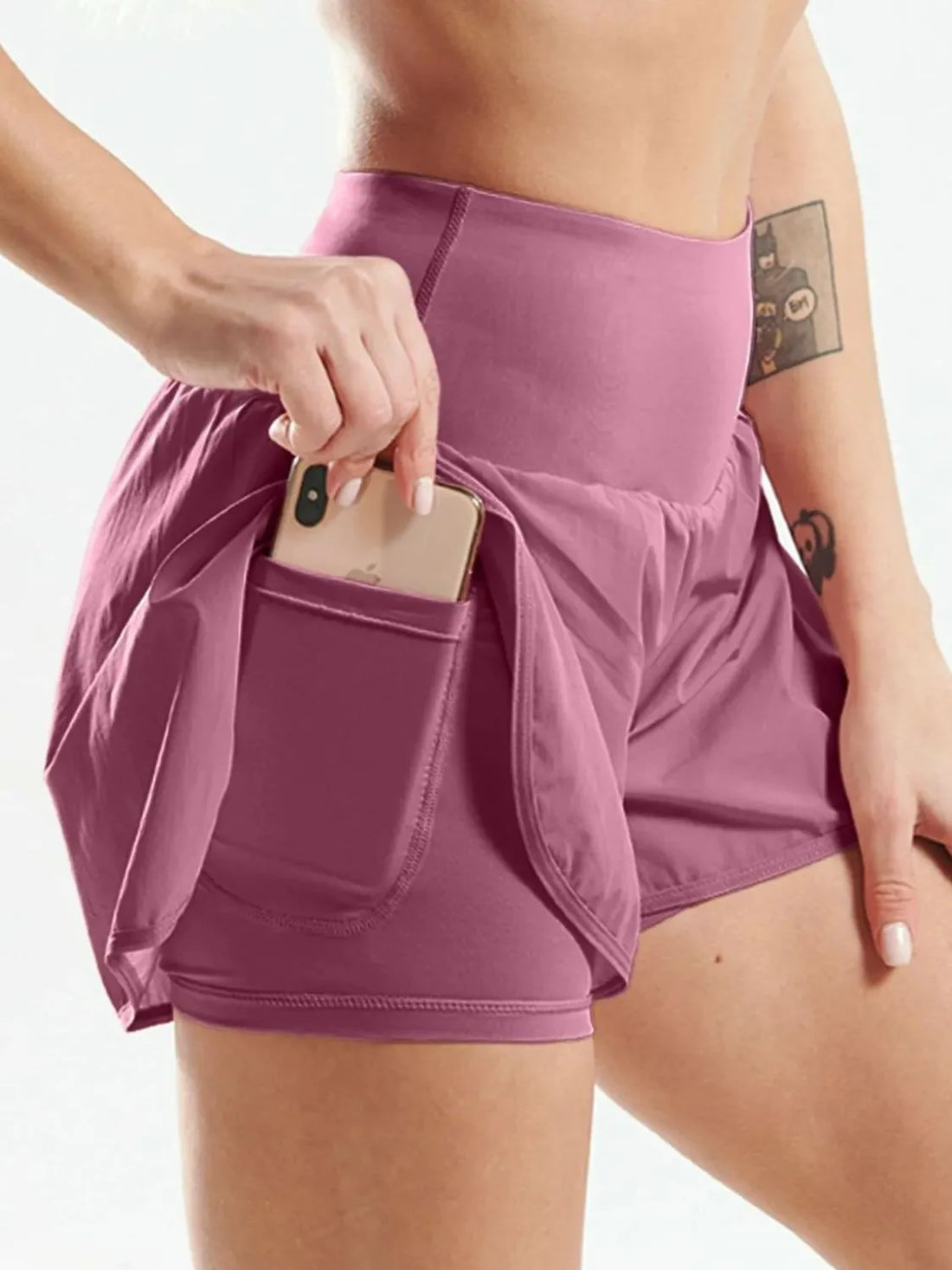 Pocketed High Waist Active Shorts 