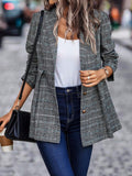 Plaid Button Up Lapel Collar Blazer 