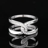 Twisted Inlaid Zircon Double-layered Ring 
