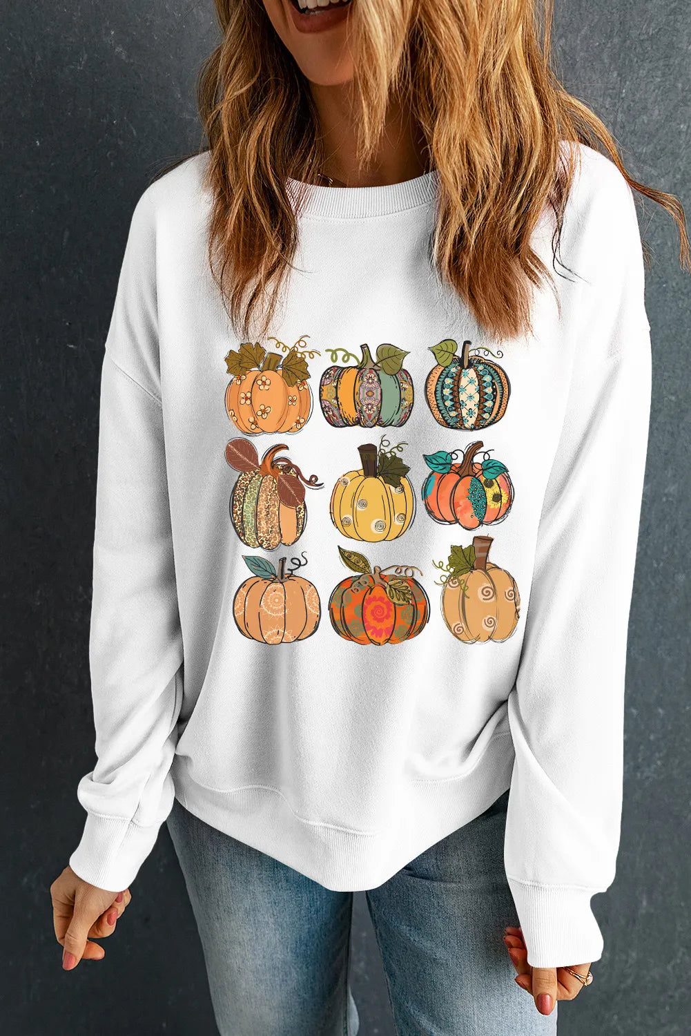 Pumpkin Graphic Long Sleeve Sweatshirt 
