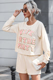 WIFE OF THE PARTY Round Neck Top and Shorts Set Lingerie & Nightwear