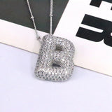 Copper Inlaid Zircon Letter Pendant Necklace 