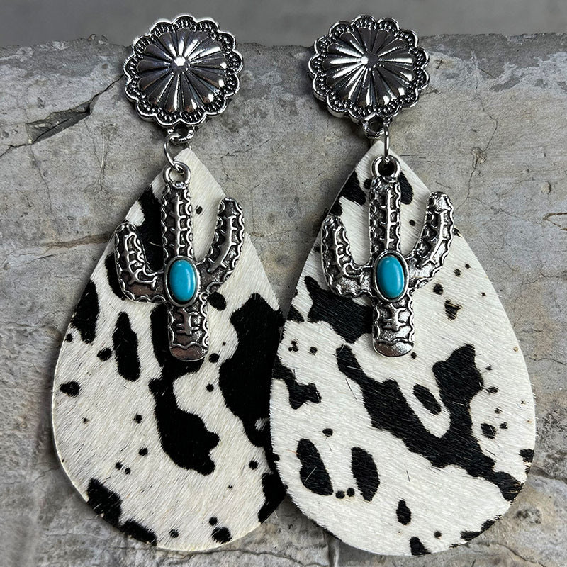 Turquoise Cactus Dangle Earrings 