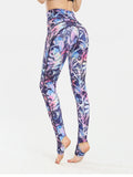 Printed Wide Waistband Active Leggings with Stirrups 