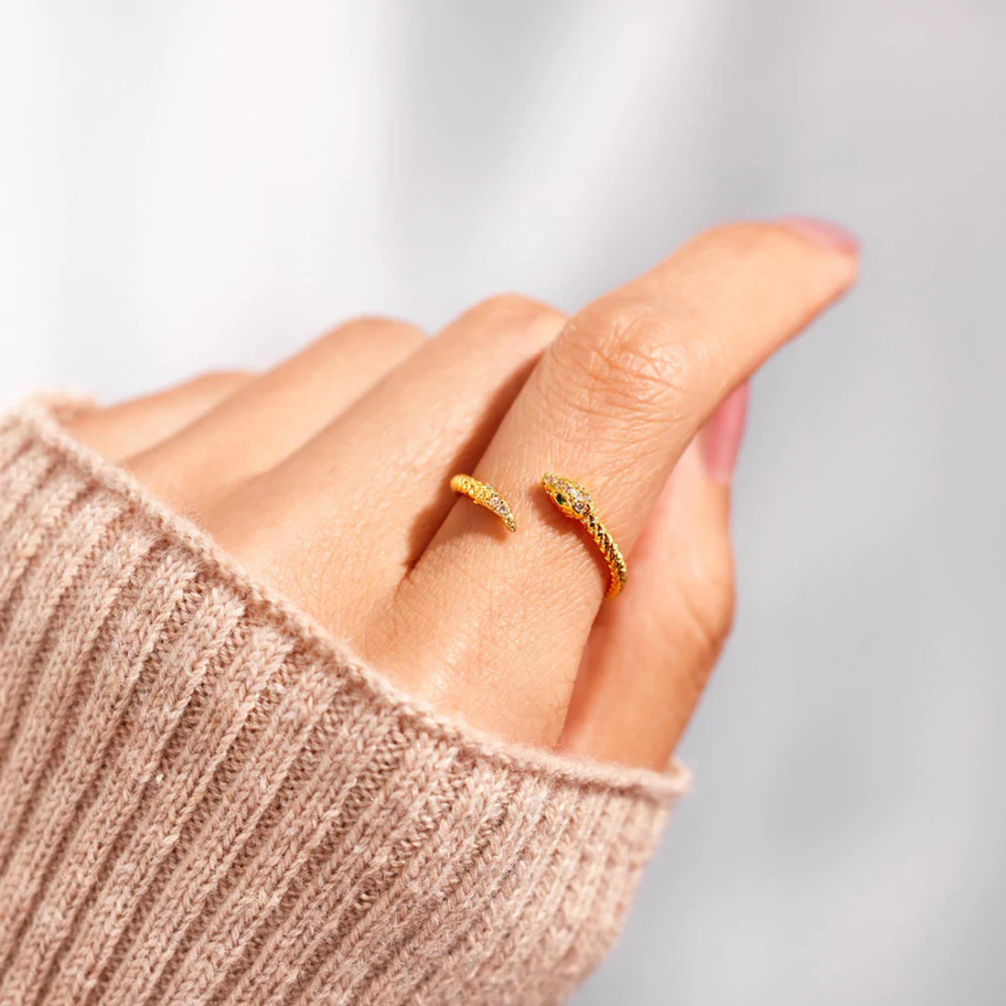 Snake Shape 18K Gold-Plated Bypass Ring 