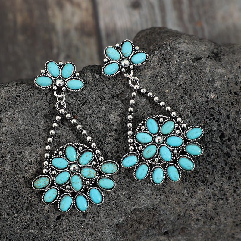 Artificial Turquoise Teardrop Earrings 