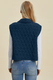Double Take Full Size Pocketed Texture Snap Down Vest Coat 