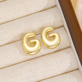18K Gold-Plated Bubble Letter Stud Earrings 