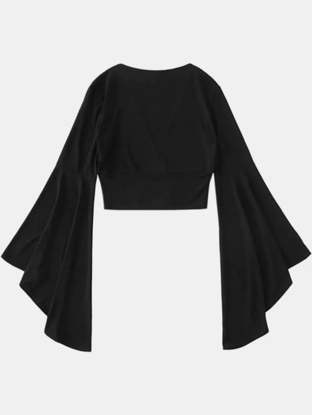 Plunge Flare Sleeve Cropped Top 