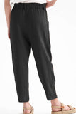 Button Detail Elastic Waist Pocket Pants 