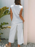 Casual Striped Tank and Wide Leg Pants 2pcs Set Two Piece Dresses