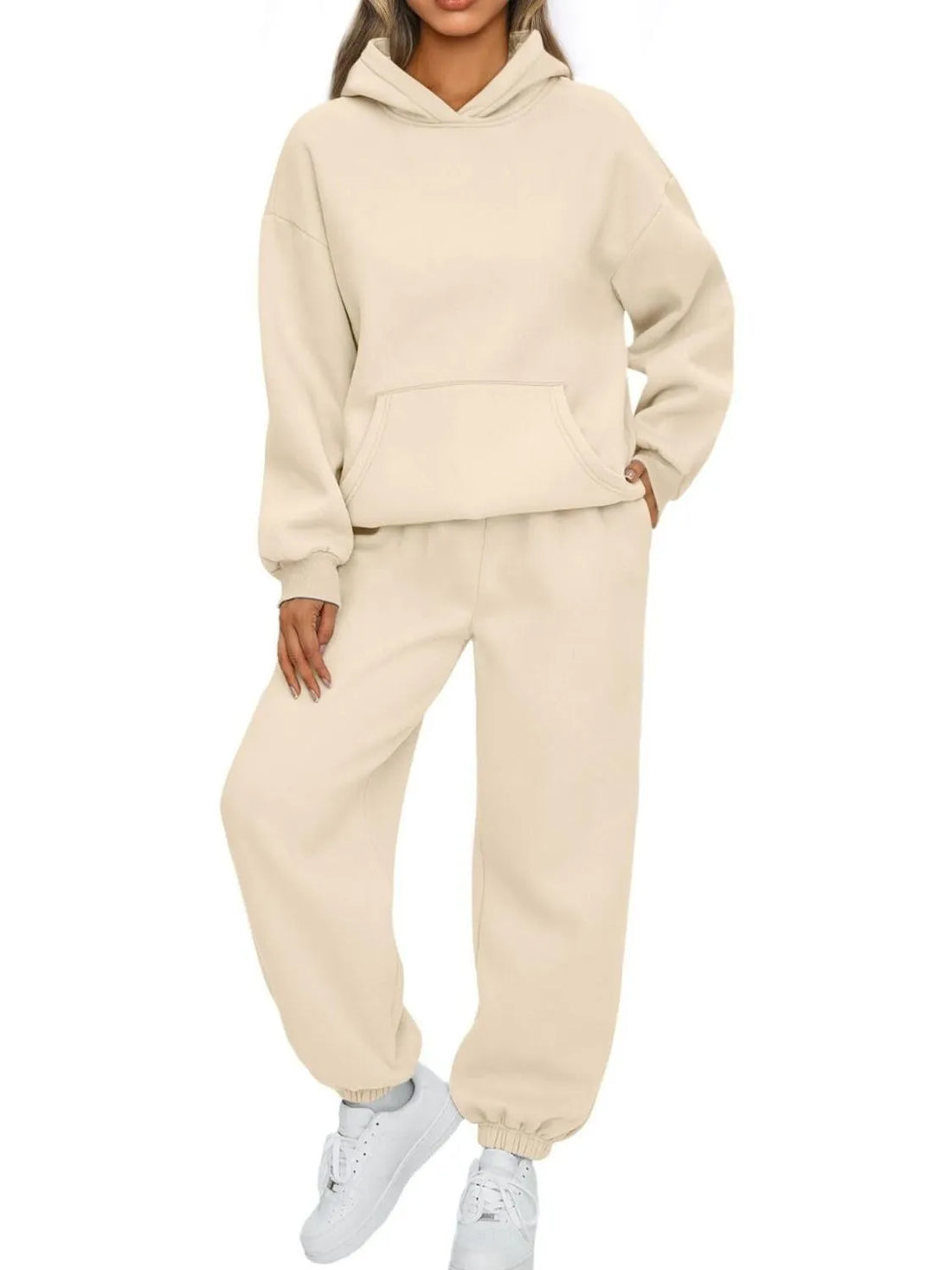 Full Size Kangaroo Pocket Hoodie and Joggers Set Plus Size Two Piece Dresses