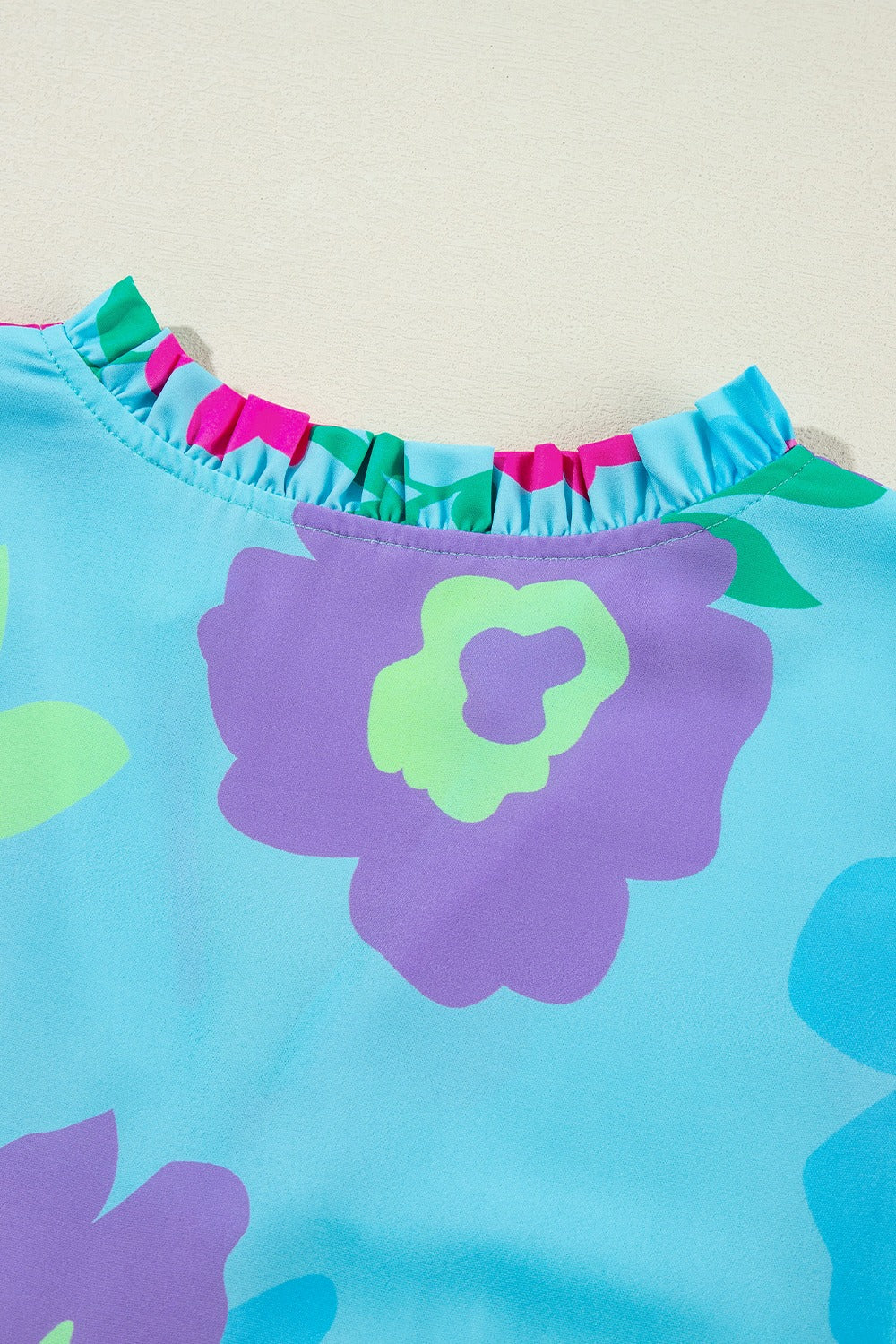 Plus Size Peplum Printed Notched Blouse 