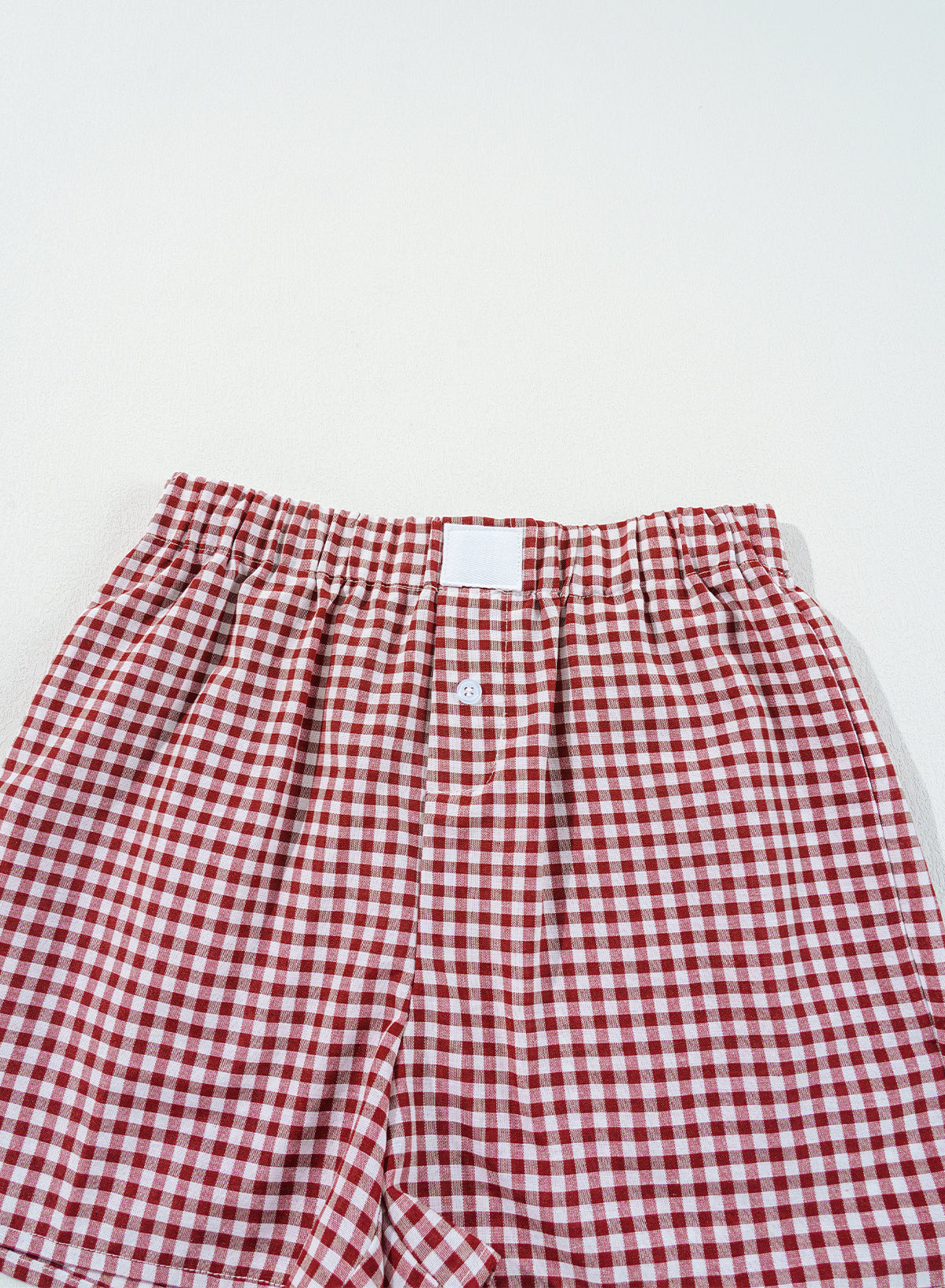 Red Plaid Gingham Printed High Waist Shorts Bottoms/Casual Shorts
