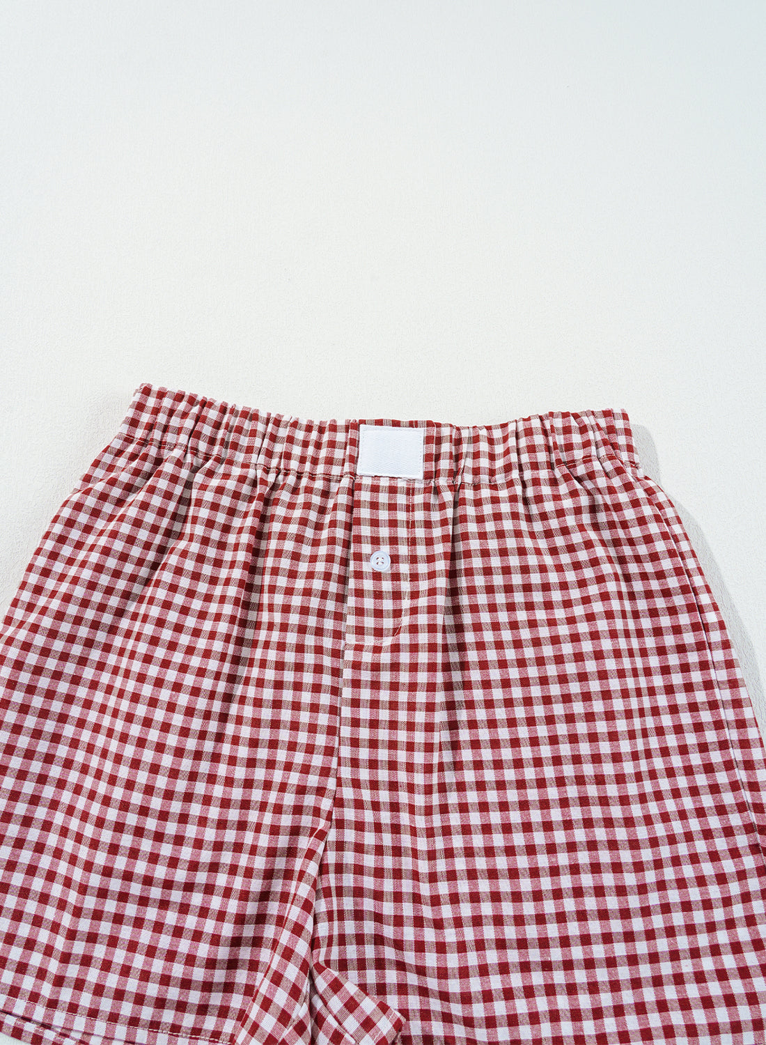 Red Plaid Gingham Printed High Waist Shorts Bottoms/Casual Shorts