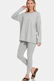 Zenana Full Size Brushed Microfiber Top and Leggings Lounge Set 