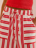 Striped Wide-Leg Drawstring Pants 