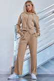 Drawstring Zip Up Hoodie and Pants Active Set 