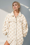Double Take Button Up Fuzzy Checkered Shacket 