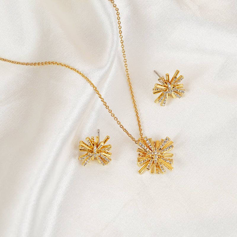 Starburst Gold-Plated Earrings and Necklace Set 