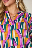 Double Take Full Size Geometric Notched Dolman Sleeve Top 