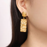 Titanium Steel Textured Geometric Earrings 