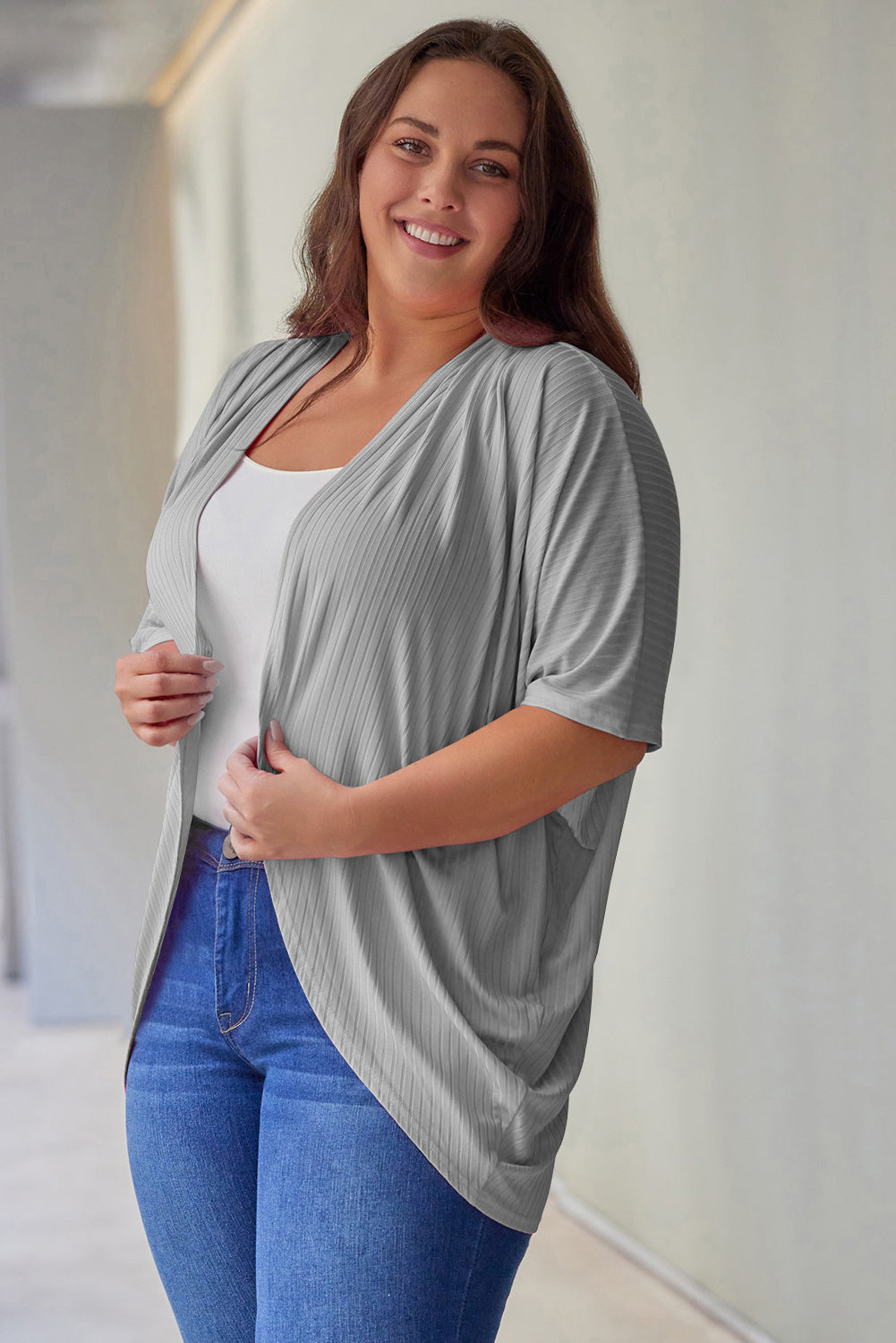 Plus Size Ribbed Cocoon Cover Up 