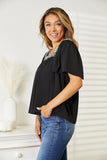 Honey Contrast Square Neck Puff Sleeve Blouse 