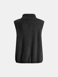 Full Size Fuzzy Zip Up Vest Coat with Pockets 