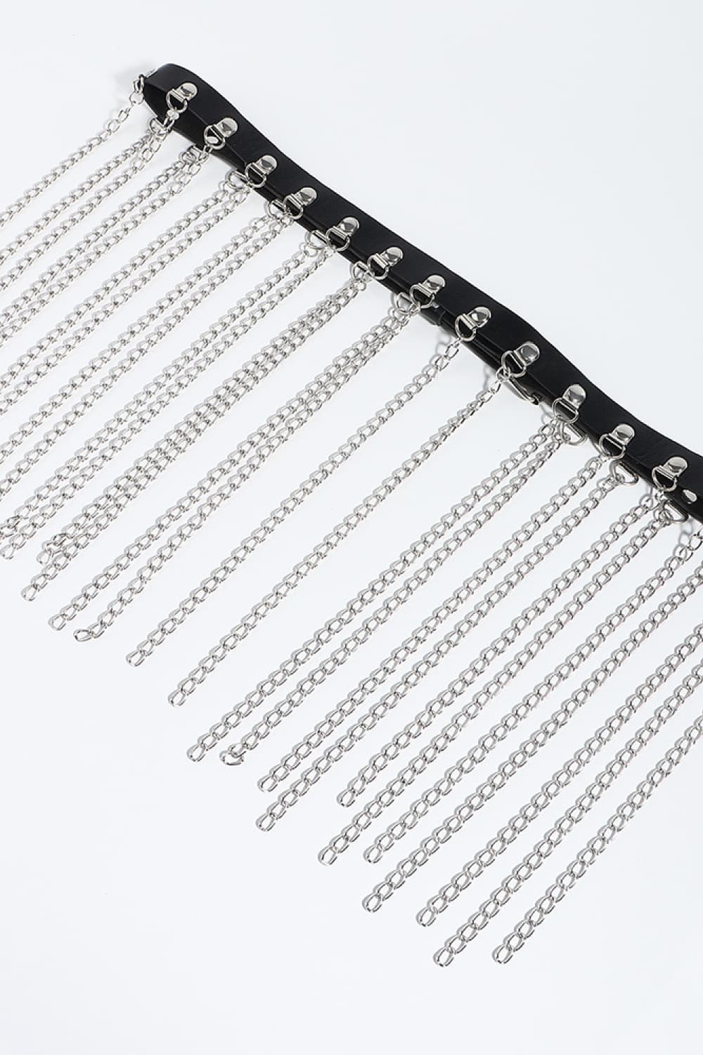 Fringed Chain PU Leather Belt 