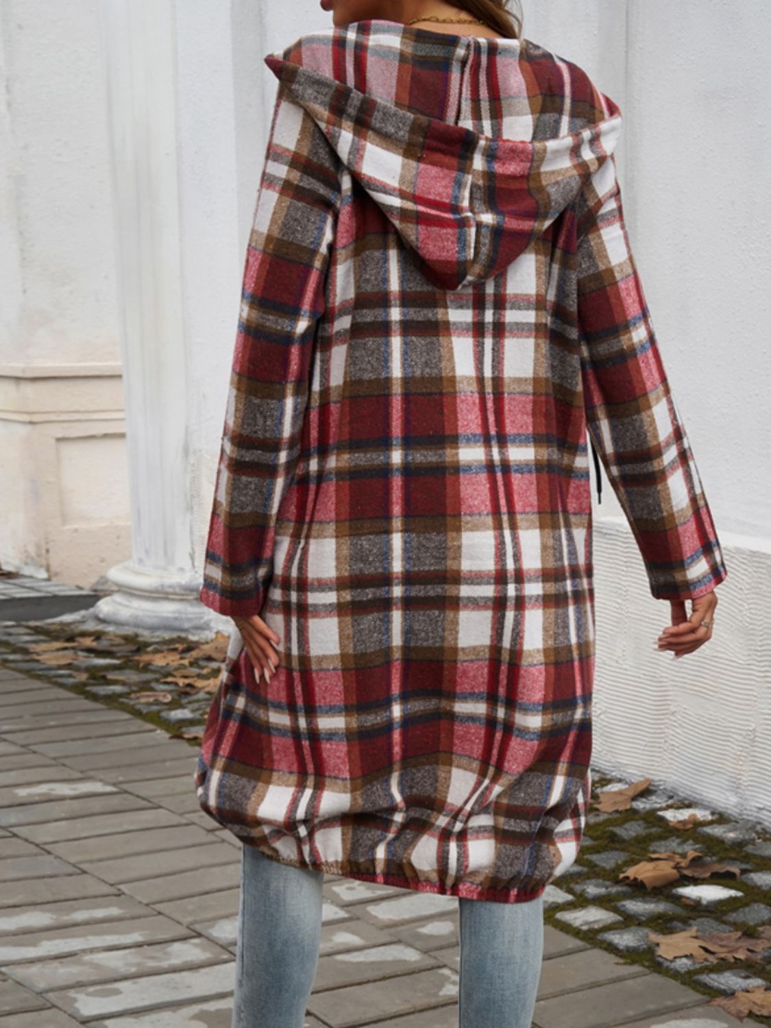 Devine Plaid Zip Up Hooded Coat 