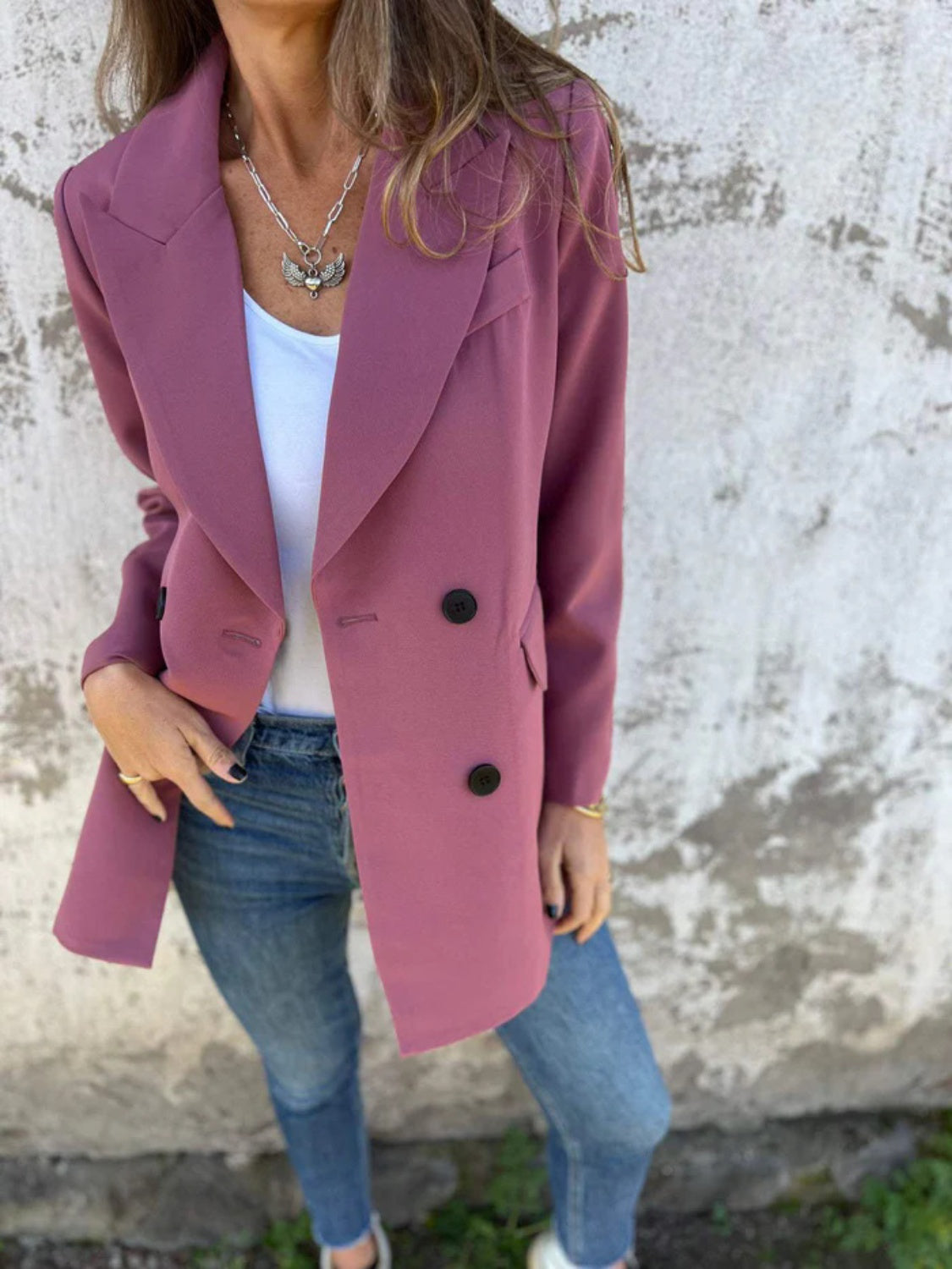 Full Size Collared Neck Long Sleeve Blazer 