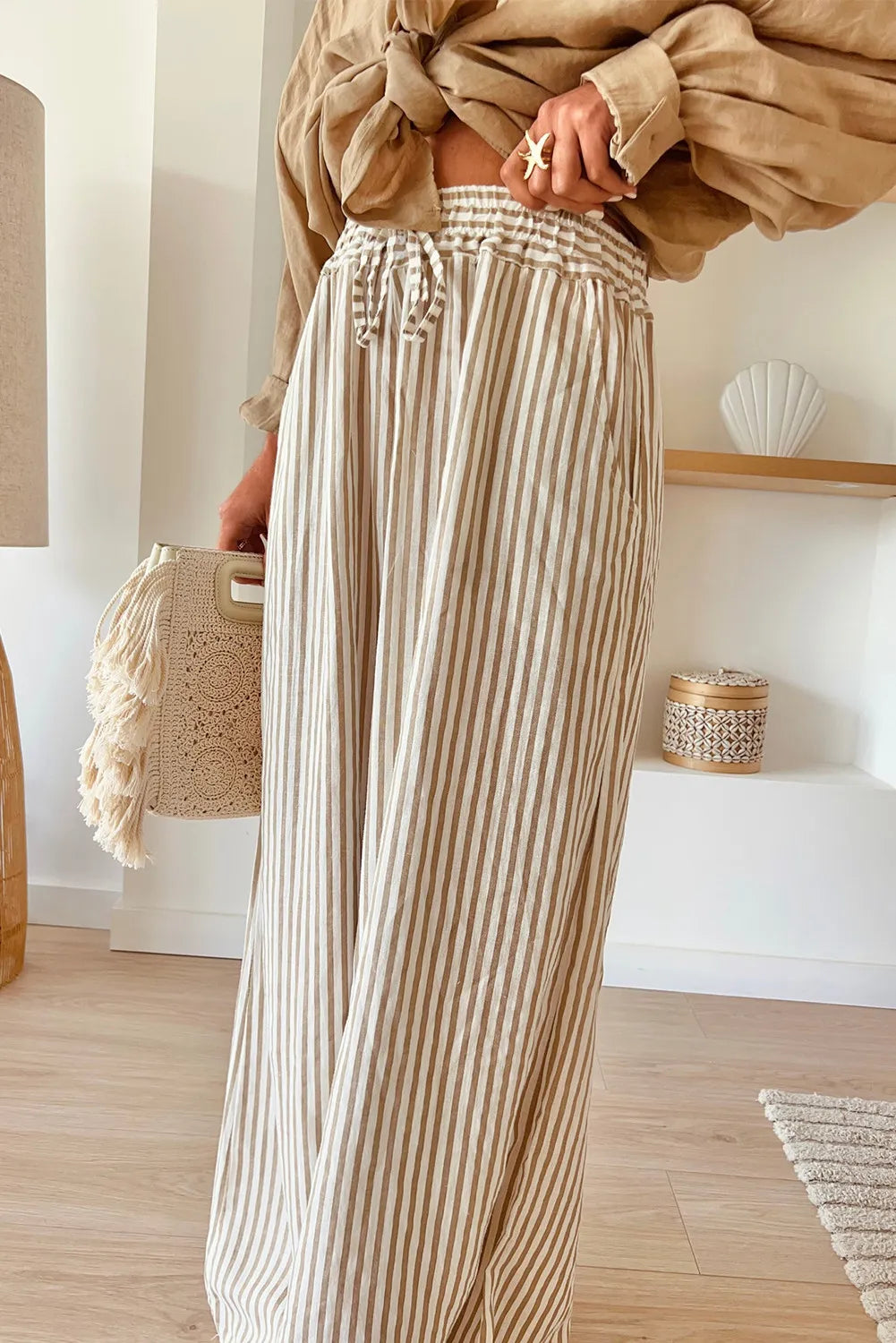 Plus Size Striped Wide Leg Pants 